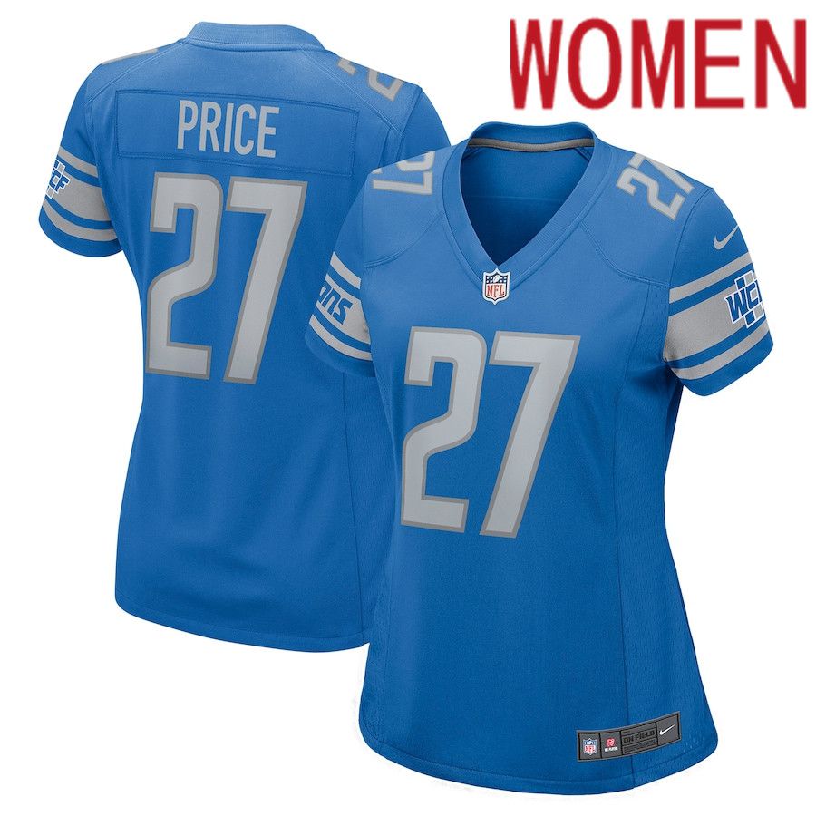 Women Detroit Lions 27 Bobby Price Nike Blue Player Game NFL Jersey